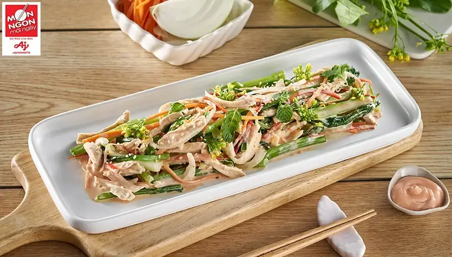 cải ngồng trộn g&agrave; x&eacute;