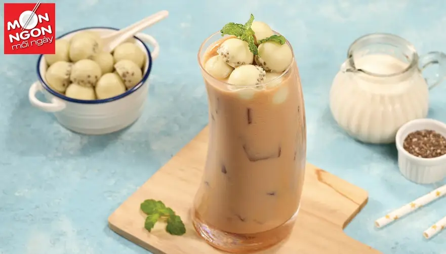 Tr&agrave; sữa thạch kem hạt chia