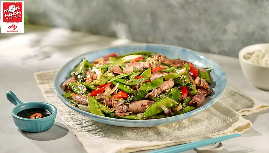 mực x&agrave;o đậu h&agrave; lan