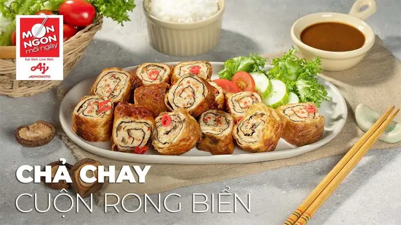 Chả chay cuốn rong biển – Món chay tốn cơm dễ làm