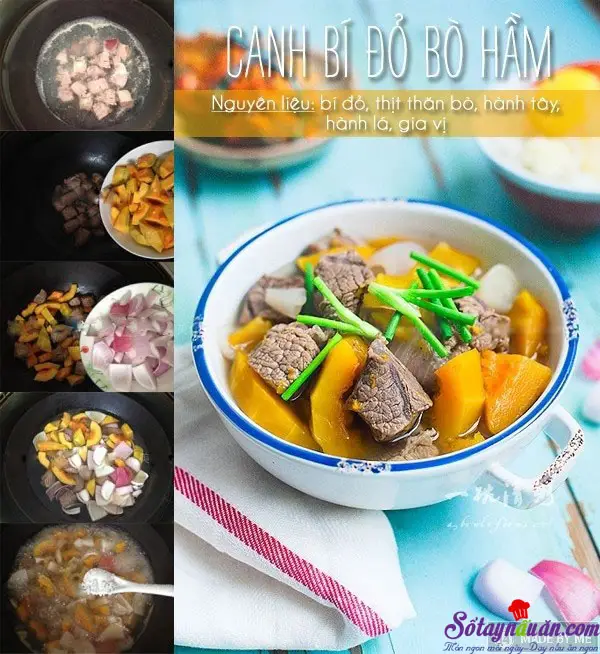 Hướng dẫn cách làm canh bí đỏ hầm xương ngon ngọt thanh mát