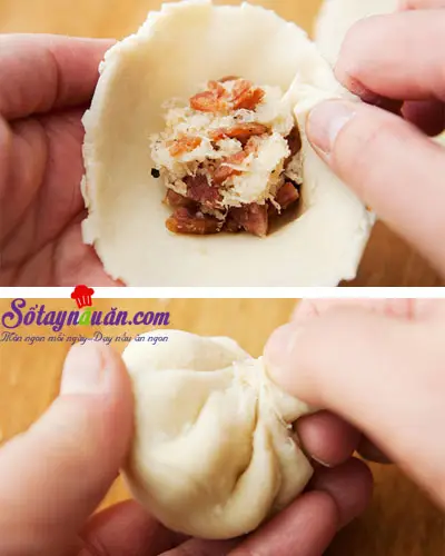 Hướng dẫn l&agrave;m b&aacute;nh bao chi&ecirc;n nh&acirc;n lạp xường ngon 9