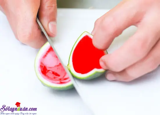 hướng dẫn l&agrave;m thạch dưa hấu 9