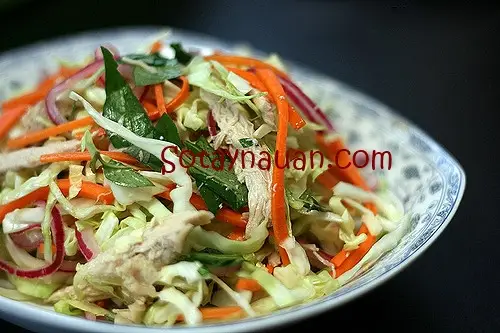 nộm g&agrave; bắp cải 5